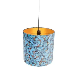 Hanglamp met velours kap vlinders met goud 40 cm - Combi