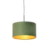 Hanglamp met velours kap groen met goud 35 cm - Combi