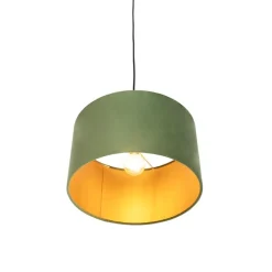 Hanglamp met velours kap groen met goud 35 cm - Combi
