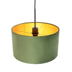 Hanglamp met velours kap groen met goud 35 cm - Combi