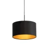 Hanglamp met velours kap zwart met goud 35 cm - Combi
