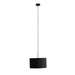 Hanglamp met velours kap zwart met goud 35 cm - Combi