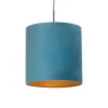Hanglamp met velours kap blauw met goud 40 cm - Combi