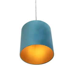 Hanglamp met velours kap blauw met goud 40 cm - Combi