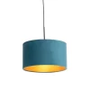 Hanglamp met velours kap blauw met goud 35 cm - Combi
