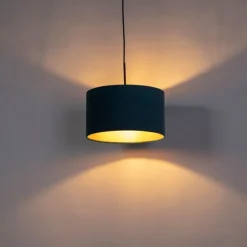 Hanglamp met velours kap blauw met goud 35 cm - Combi