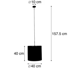 Hanglamp met velours kap zwart met goud 40 cm - Combi