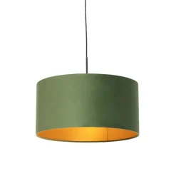 Hanglamp met velours kap groen met goud 50 cm - Combi