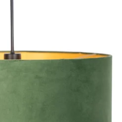 Hanglamp met velours kap groen met goud 50 cm - Combi