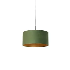 Hanglamp met velours kap groen met goud 50 cm - Combi