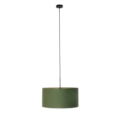 Hanglamp met velours kap groen met goud 50 cm - Combi