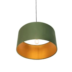 Hanglamp met velours kap groen met goud 50 cm - Combi