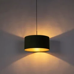 Hanglamp met velours kap groen met goud 50 cm - Combi