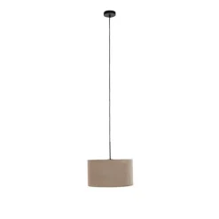 Hanglamp met velours kap taupe met goud 35 cm - Combi