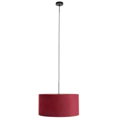 Hanglamp met velours kap rood met goud 50 cm - Combi