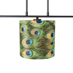 Hanglamp met velours kappen pauw met goud 20cm - Combi 3 Deluxe