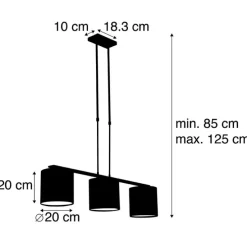 Hanglamp met velours kappen pauw met goud 20cm - Combi 3 Deluxe