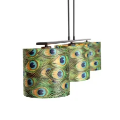 Hanglamp met velours kappen pauw met goud 20cm - Combi 3 Deluxe