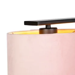 Hanglamp met velours kappen roze met goud 20cm - Combi 3 Deluxe