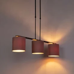 Hanglamp met velours kappen roze met goud 20cm - Combi 3 Deluxe