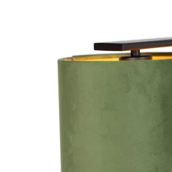 Hanglamp met velours kappen groen met goud 20cm - Combi 3 Deluxe
