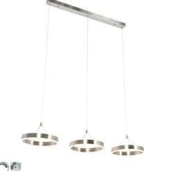 Hanglamp staal langwerpig incl. LED 3-staps dimbaar 3-lichts - Lyani