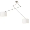 Hanglamp staal met kap 35 cm wit verstelbaar 2-lichts - Blitz