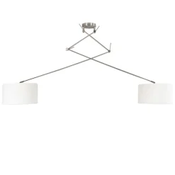 Hanglamp staal met kap 35 cm wit verstelbaar 2-lichts - Blitz
