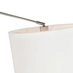 Hanglamp staal met kap 35 cm wit verstelbaar - Blitz