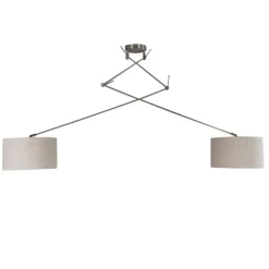 Hanglamp staal met kap 35 cm lichtgrijs verstelbaar 2-lichts - Blitz