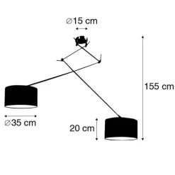 Hanglamp staal met kap 35 cm lichtgrijs verstelbaar 2-lichts - Blitz