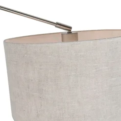 Hanglamp staal met kap 35 cm lichtgrijs verstelbaar 2-lichts - Blitz