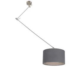 Hanglamp staal met kap 35 cm donker grijs verstelbaar - Blitz