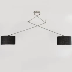 Hanglamp staal met kap 35 cm zwart verstelbaar 2-lichts - Blitz