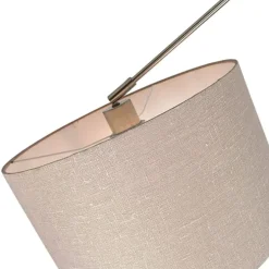 Hanglamp staal met kap 35 cm taupe verstelbaar 2-lichts - Blitz