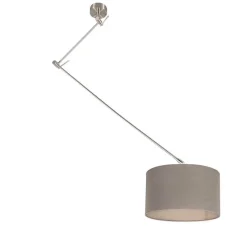 Hanglamp staal met kap 35cm taupe verstelbaar - Blitz