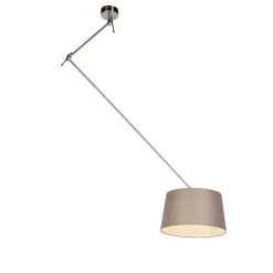 Hanglamp staal met linnen kap taupe 35 cm- Blitz