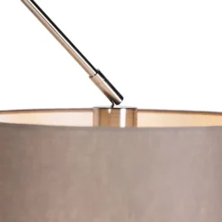 Hanglamp staal met linnen kap taupe 35 cm- Blitz