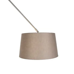 Hanglamp staal met linnen kap taupe 35 cm- Blitz