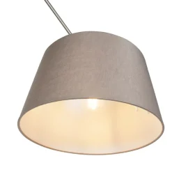 Hanglamp staal met linnen kap taupe 35 cm- Blitz
