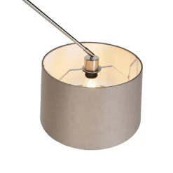 Hanglamp staal met linnen kap taupe 35 cm- Blitz