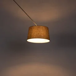 Hanglamp staal met linnen kap taupe 35 cm- Blitz