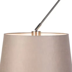 Hanglamp staal met linnen kappen taupe 35 cm 2-lichts- Blitz