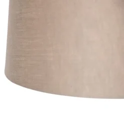 Hanglamp staal met linnen kappen taupe 35 cm 2-lichts- Blitz