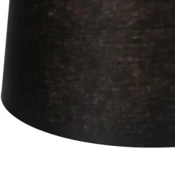 Hanglamp staal met linnen kappen zwart 35 cm 2-licht - Blitz