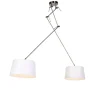 Hanglamp staal met linnen kappen wit 35 cm 2-lichts - Blitz