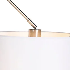Hanglamp staal met linnen kap wit 35 cm - Blitz