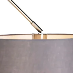 Hanglamp staal met linnen kap donkergrijs 35 cm - Blitz