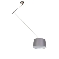 Hanglamp staal met linnen kap donkergrijs 35 cm - Blitz