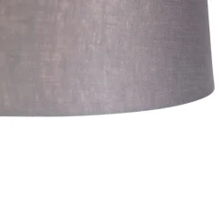 Hanglamp staal met linnen kap donkergrijs 35 cm - Blitz